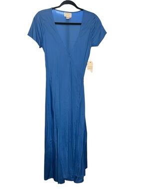 Blue Maxi Dress - V-Neck Wrap Style